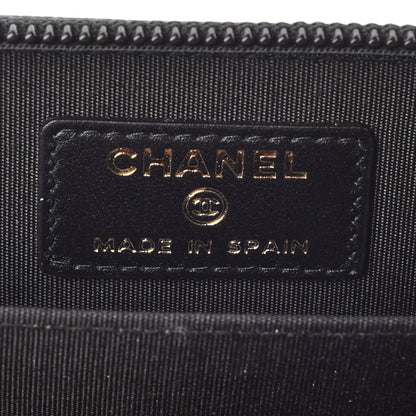 Chanel Caviar Quilted Boy Zip Around Coin Purse Wallet Black 7 of 8
