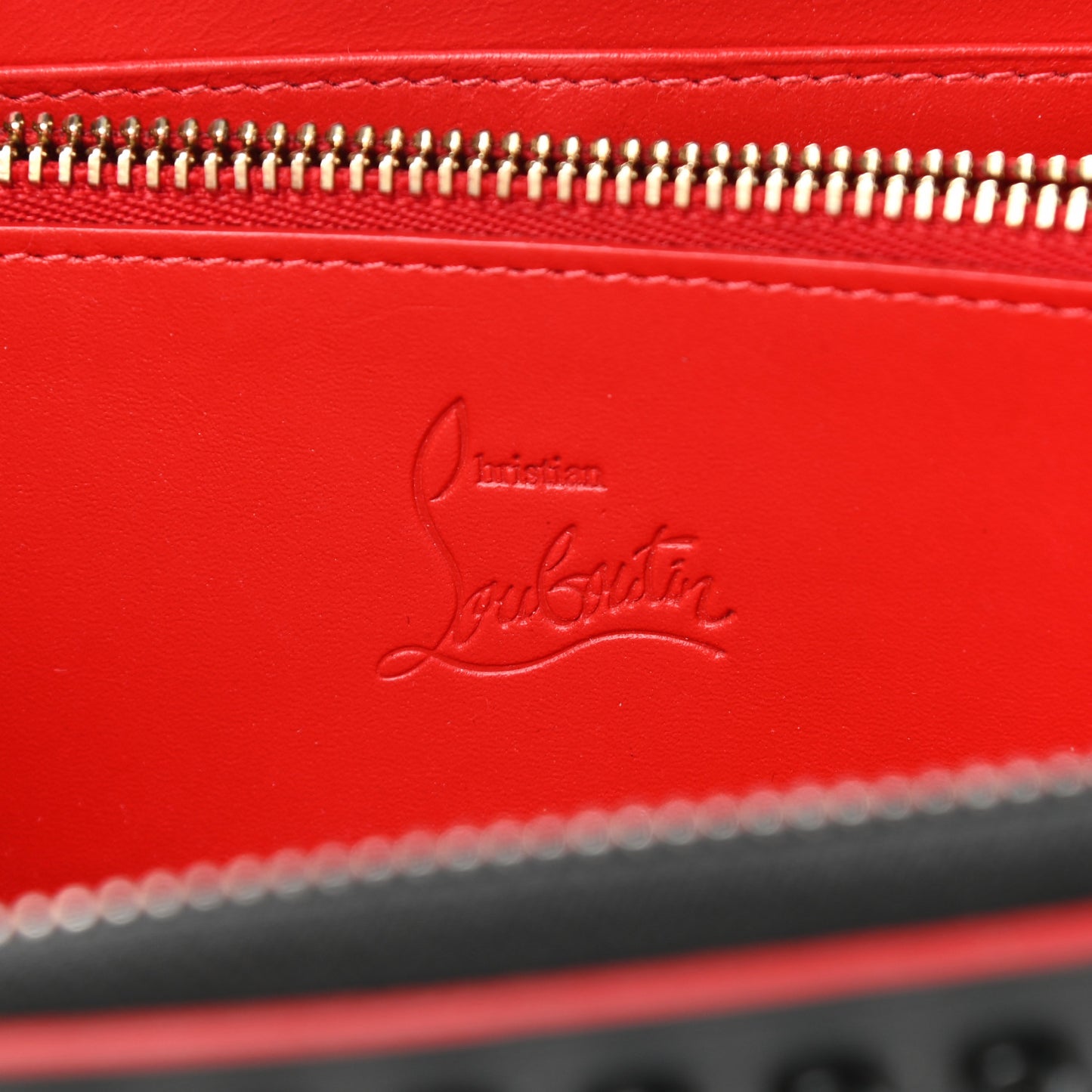 Calfskin Panettone Spiked Zip Around Wallet Black