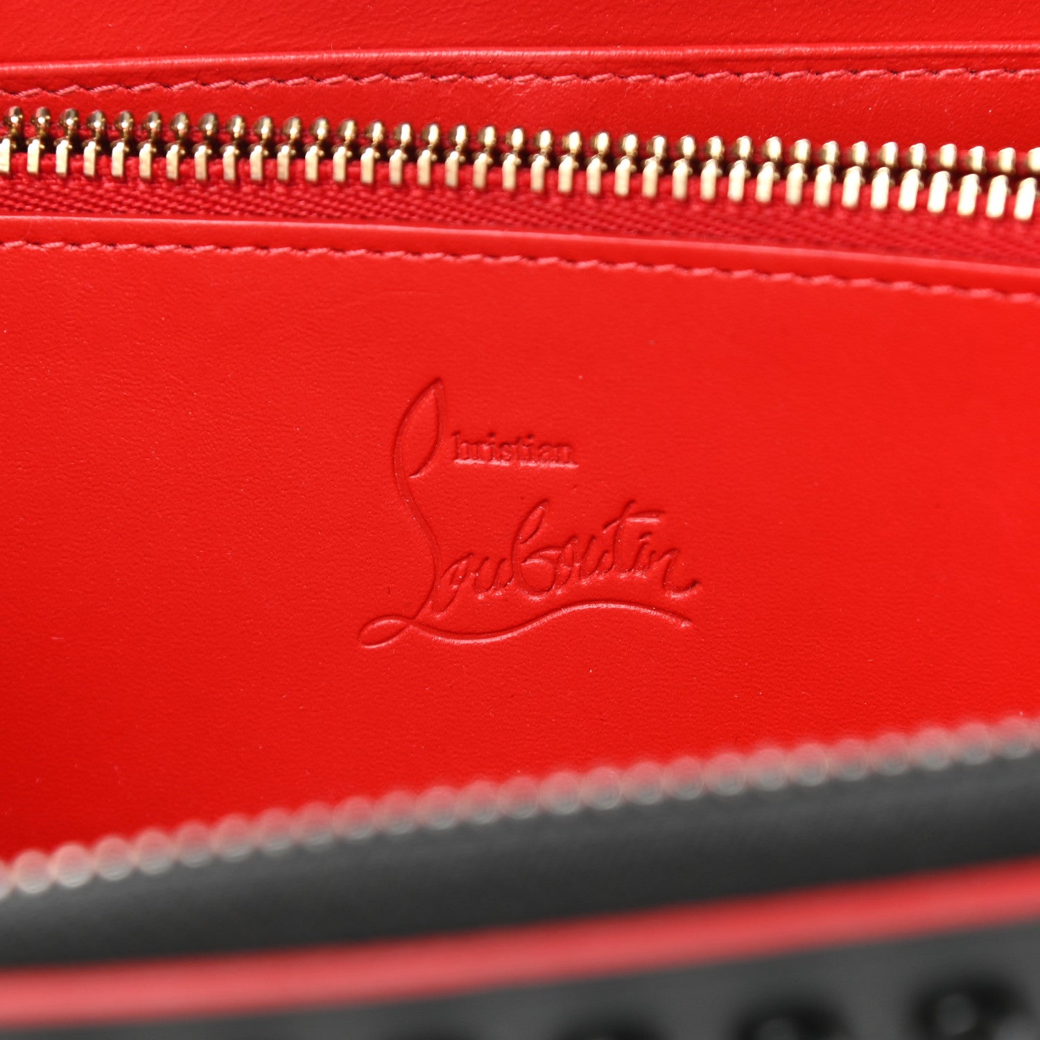 Christian Louboutin Calfskin Panettone Spiked Zip Around Wallet Black 6 of 7