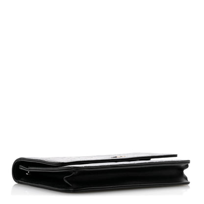 Chanel Lambskin Camellia Embossed Wallet On Chain WOC Black 4 of 15