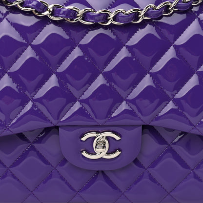 Chanel Patent Calfskin Quilted Jumbo Double Flap Purple 8 of 10