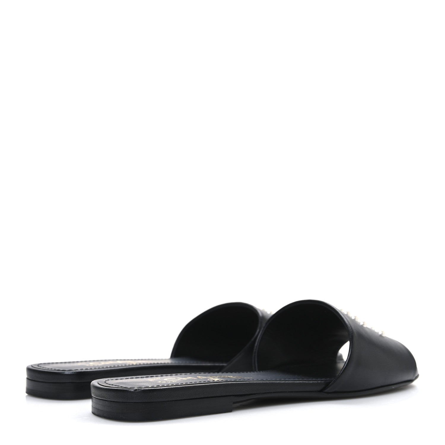 Chanel Lambskin Pearl CC Sandals 37.5 Black 5 of 11