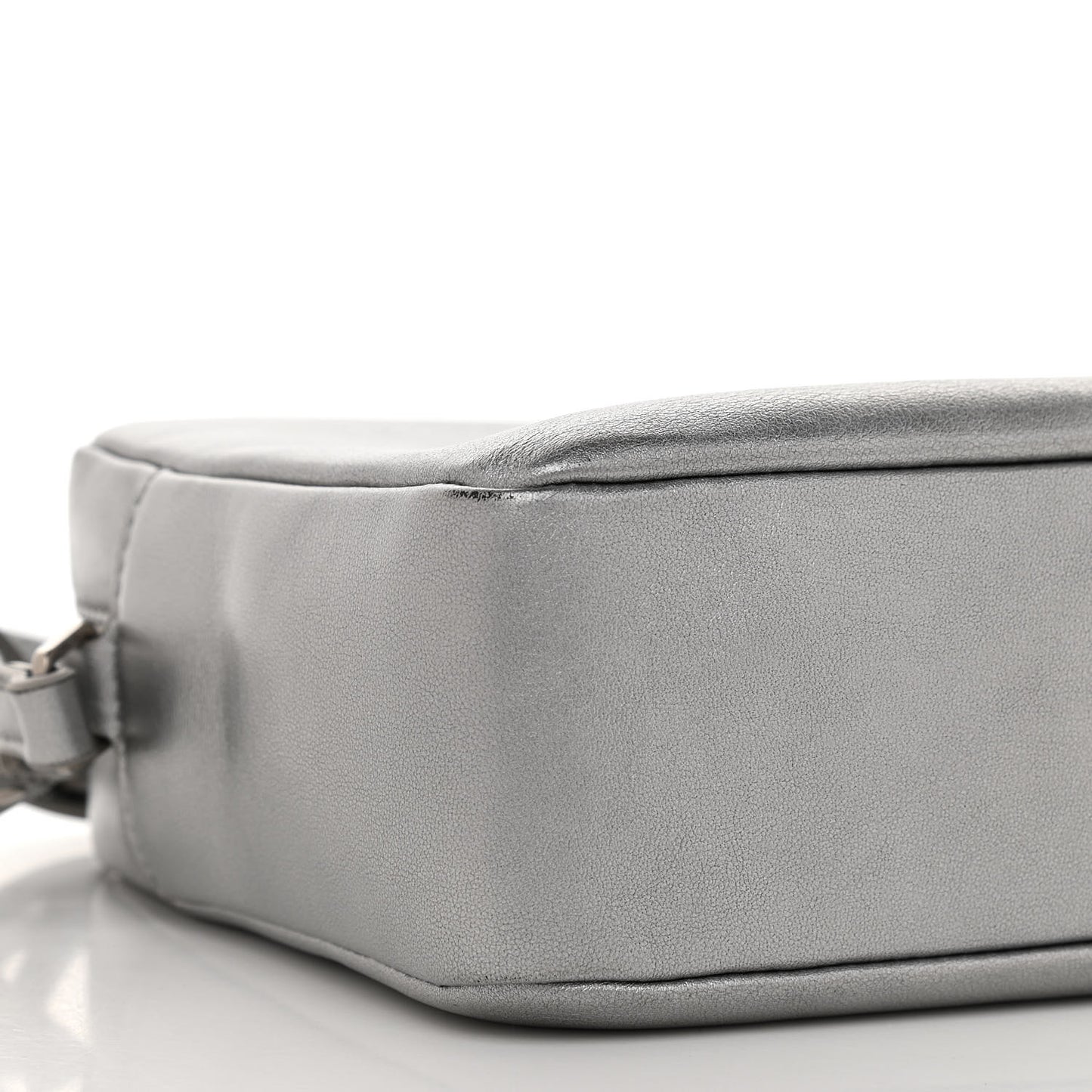 Metallic Calfskin Monogram Small Lou Camera Bag Silver