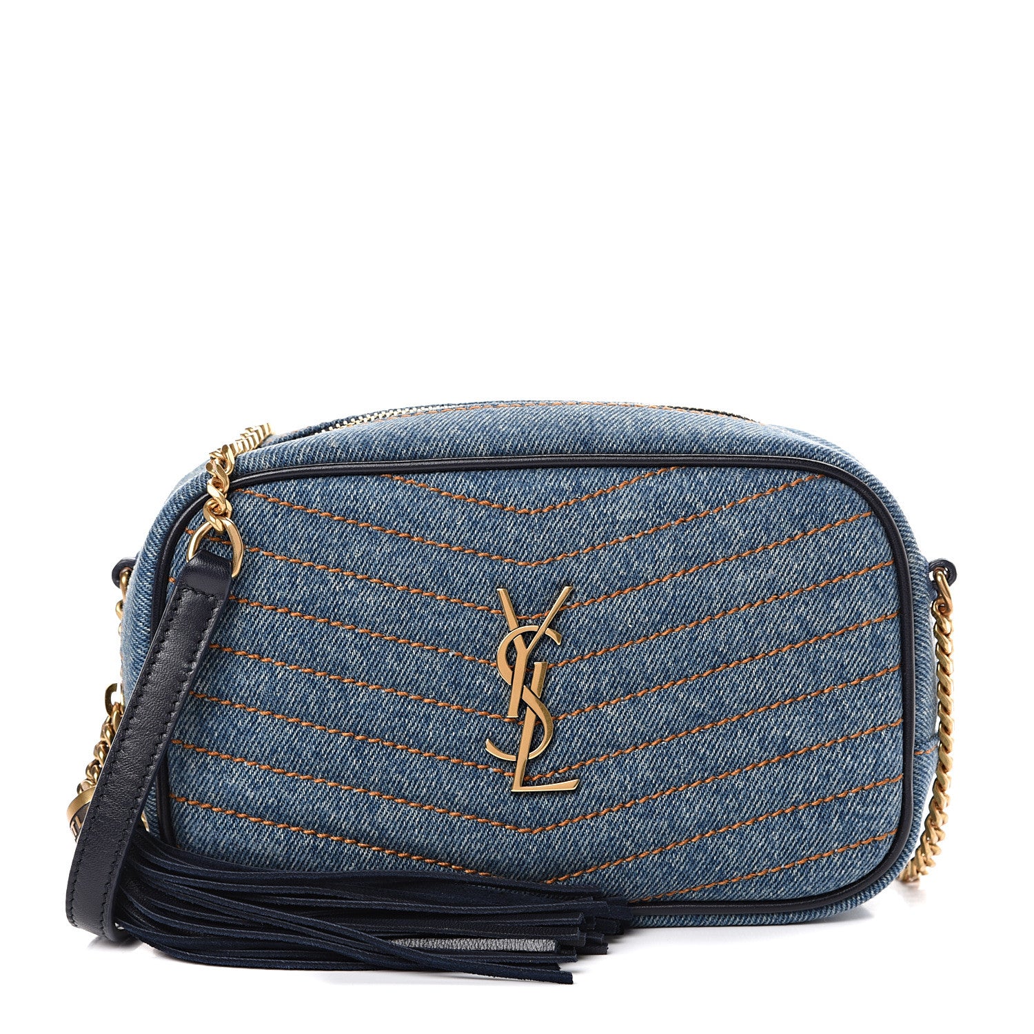 Saint Laurent Denim Matelasse Monogram Mini Lou Camera Bag California Blue 1 of 9