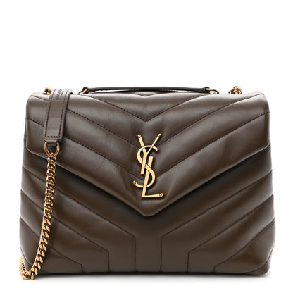 Saint Laurent Calfskin Y Quilted Monogram Small Loulou Chain Satchel Soil Brown 1 of 10