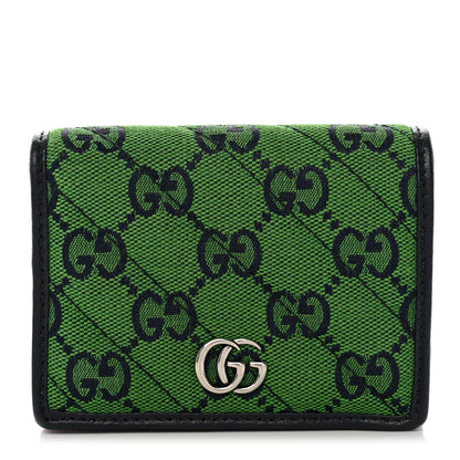 Gucci Monogram Multicolor Matelasse Diagonal GG Marmont Card Case Wallet Green Blue Yellow Candy Mousse 1 of 10
