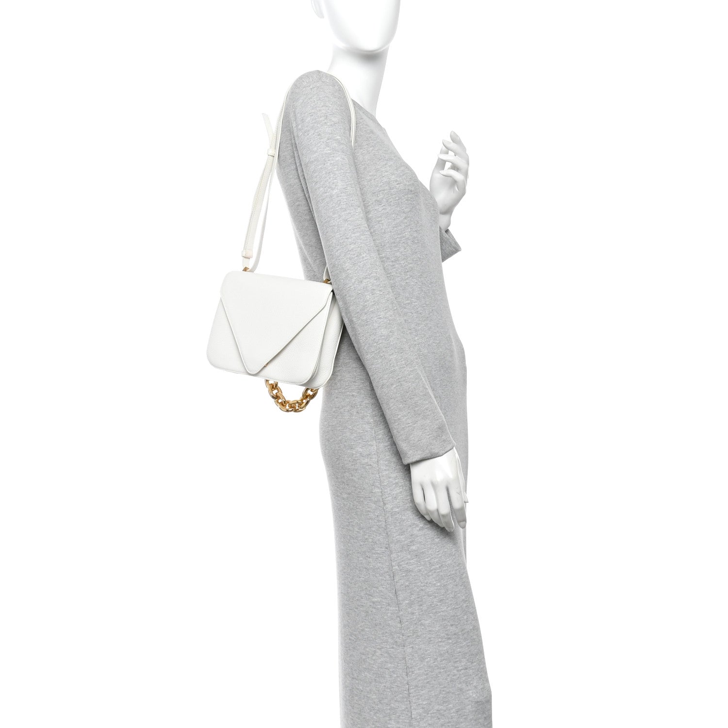 Bottega Veneta Calfskin Mount Envelope Bag White 2 of 10