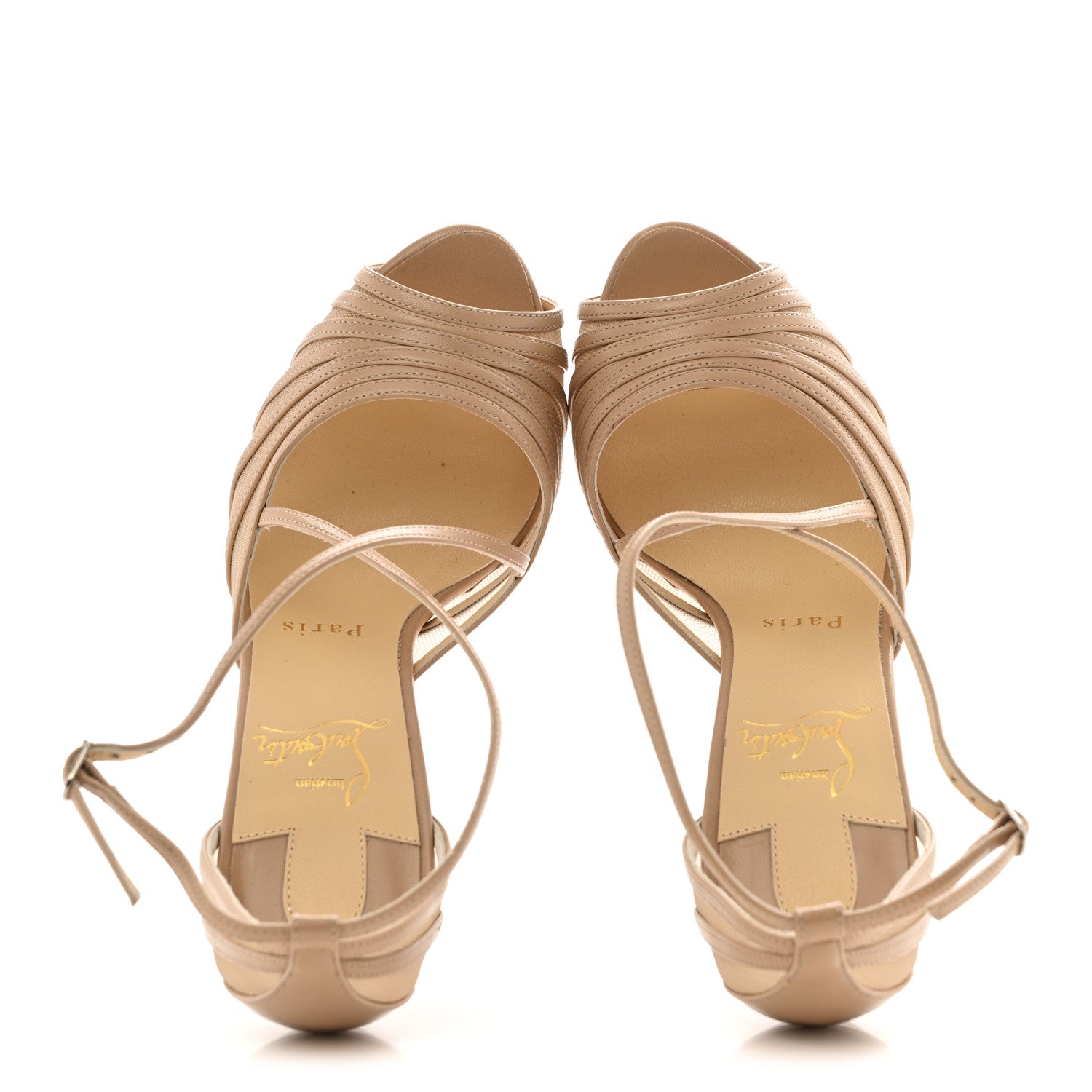 Christian Louboutin Kid Rete Filamenta 120 Platform Sandals 37 Nude 2 of 10