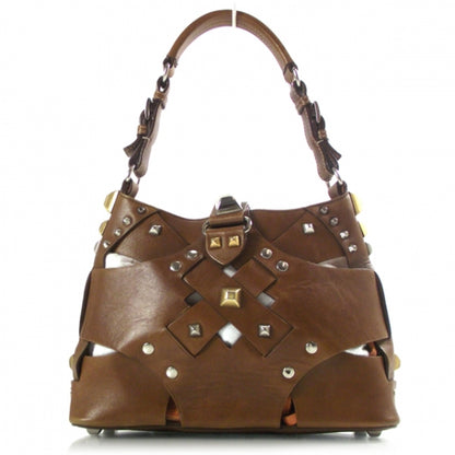 Prada Leather Woven Studded Lattice Shoulder Bag 1 of 11