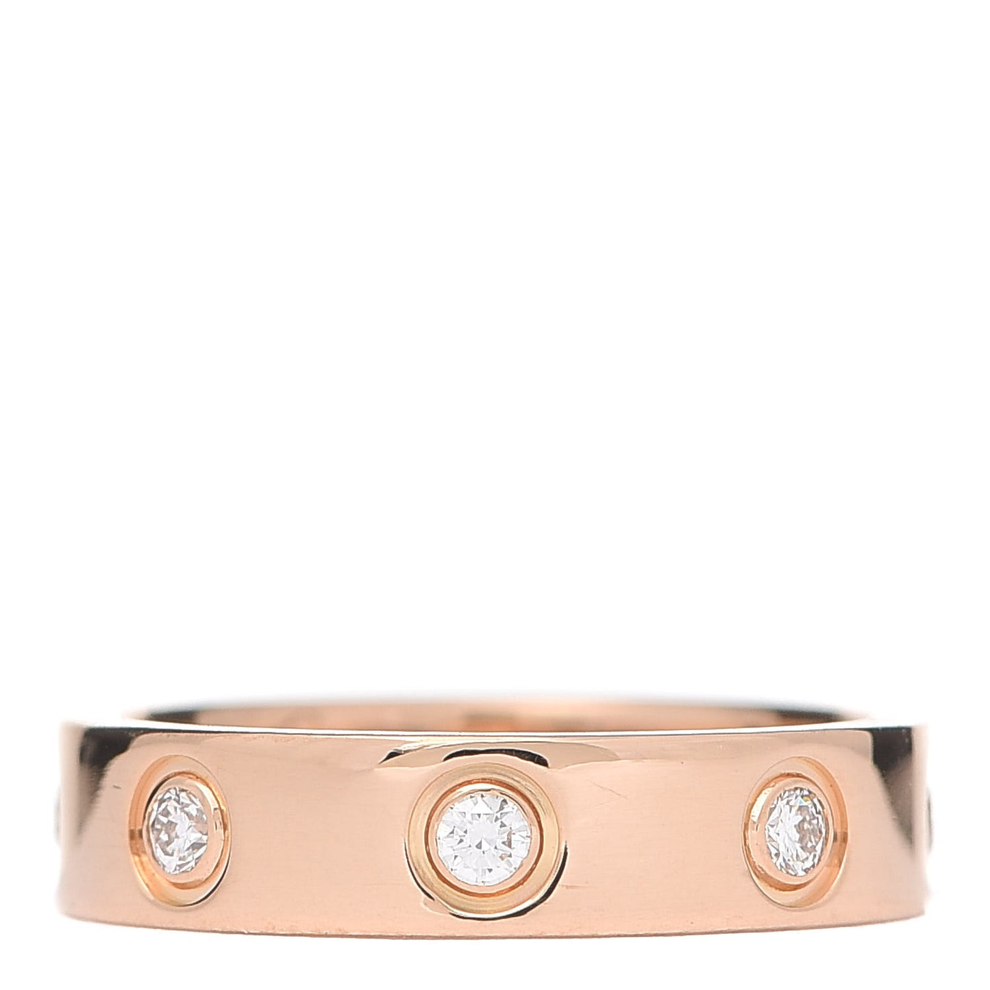 18K Pink Gold 8 Diamond 4mm LOVE Wedding Band Ring 45 3.25