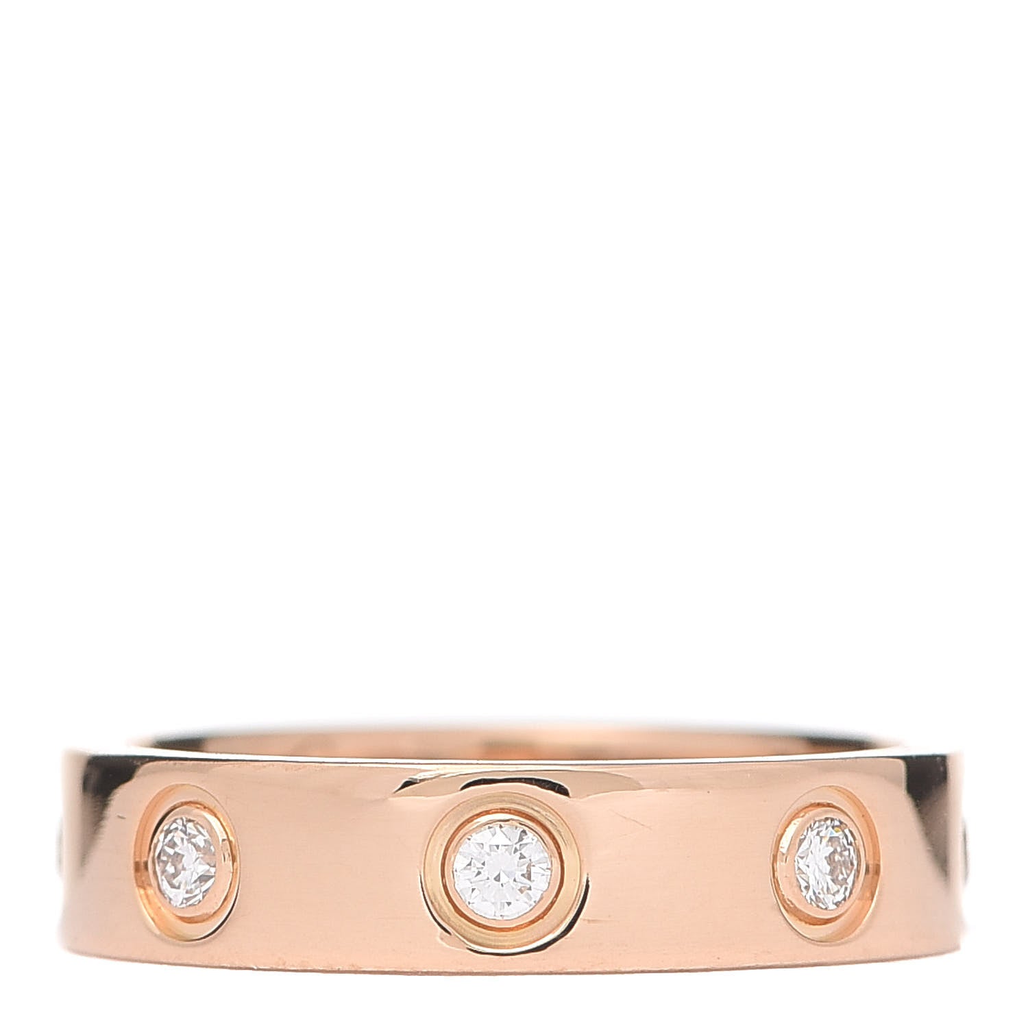 Cartier 18K Pink Gold 8 Diamond 4mm LOVE Wedding Band Ring 45 3.25 1 of 4