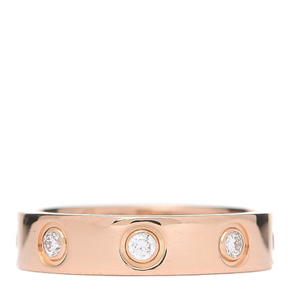Cartier 18K Pink Gold 8 Diamond 4mm LOVE Wedding Band Ring 45 3.25 1 of 4