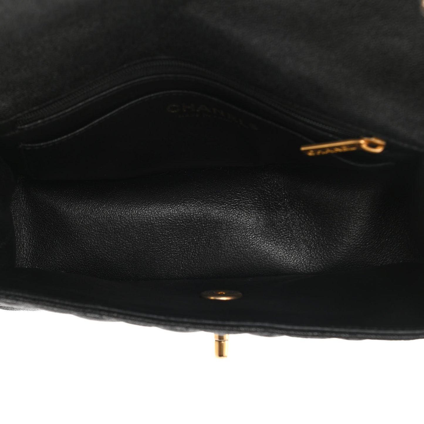 Caviar Quilted Mini Top Handle Rectangular Flap Black
