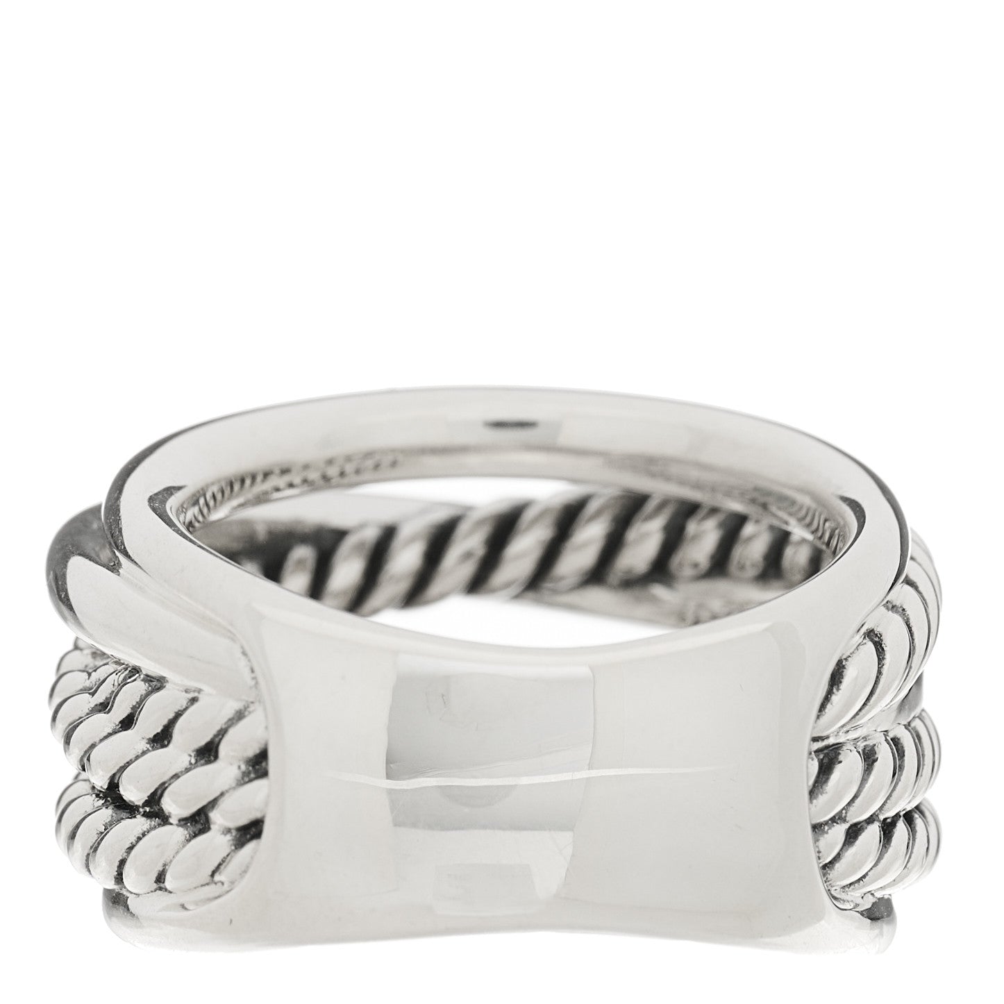 David Yurman Sterling Silver 15mm Wide Crossover Cable Ring 50 5.5 3 of 6