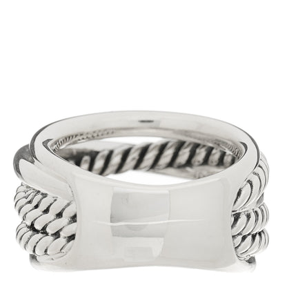 David Yurman Sterling Silver 15mm Wide Crossover Cable Ring 50 5.5 3 of 6