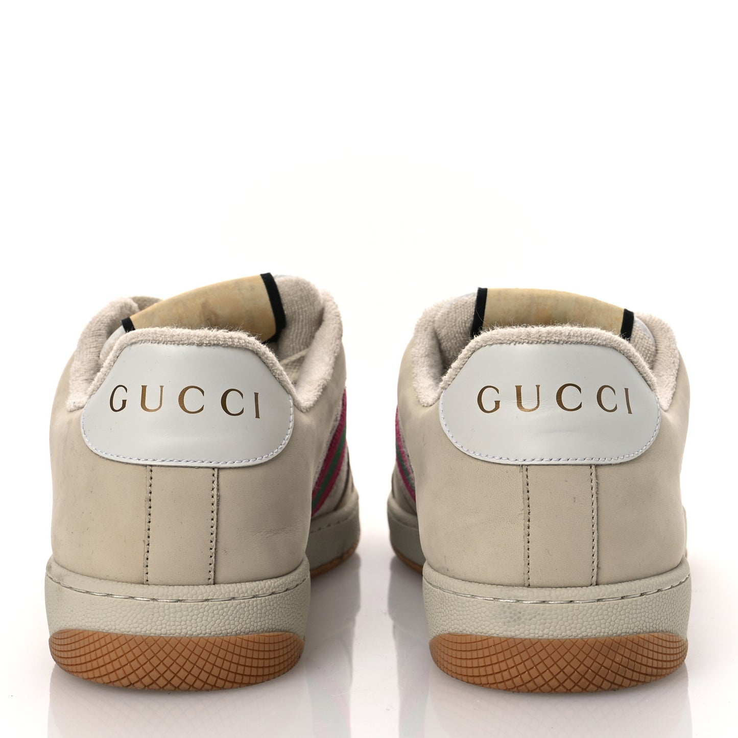 Calfskin Lame GG Monogram Web Womens Screener Sneakers 40 Gardenia Silver Dusty Milk White