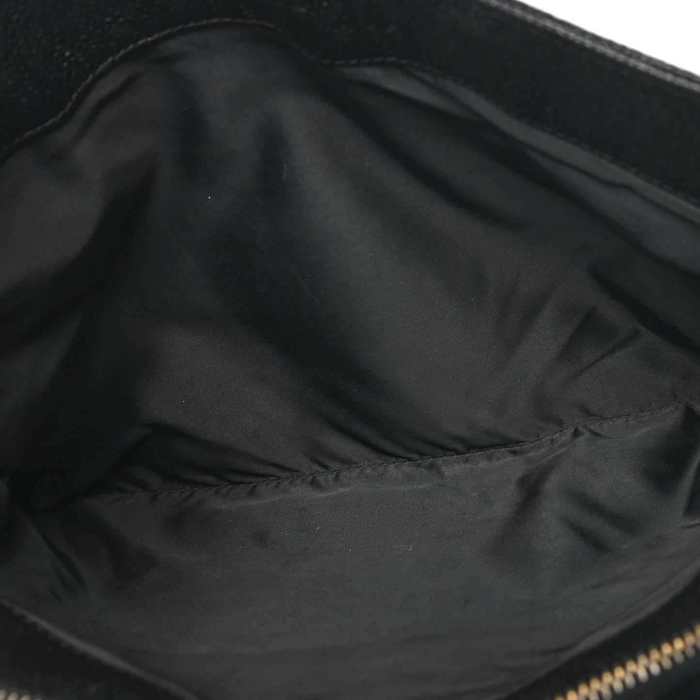 Caviar Embroidered Logo Shoulder Bag Black