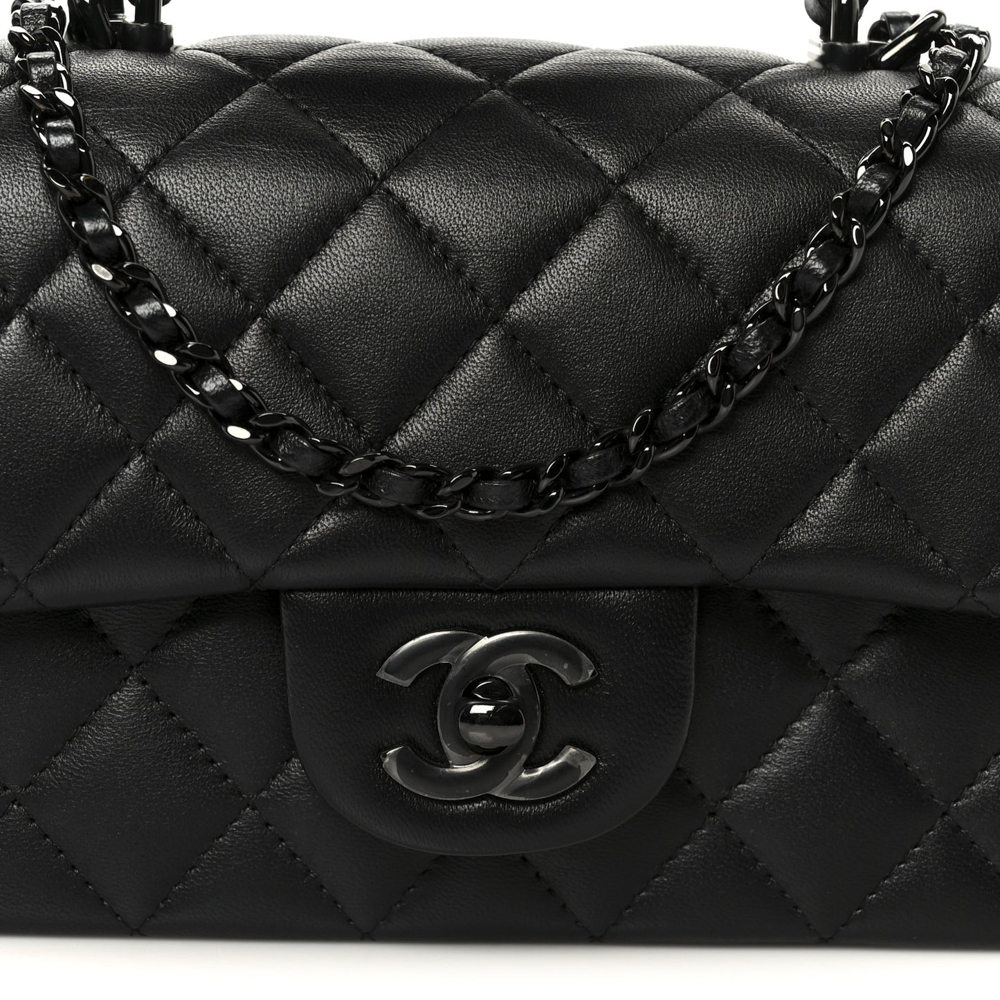 Lambskin Quilted Mini Top Handle Rectangular Flap So Black So Black