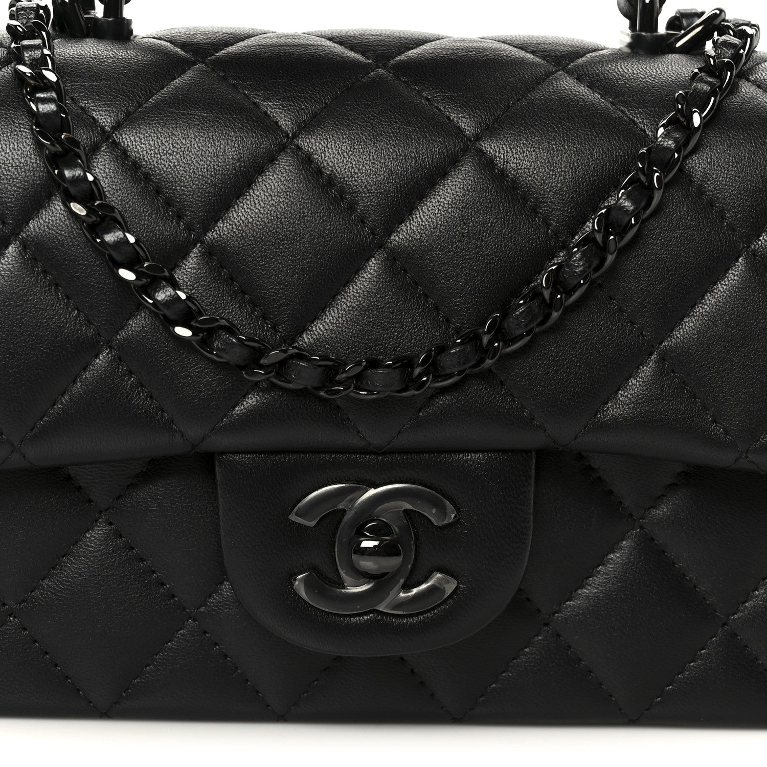 Chanel Lambskin Quilted Mini Top Handle Rectangular Flap So Black So Black 9 of 11