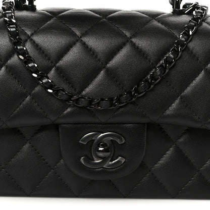 Chanel Lambskin Quilted Mini Top Handle Rectangular Flap So Black So Black 9 of 11