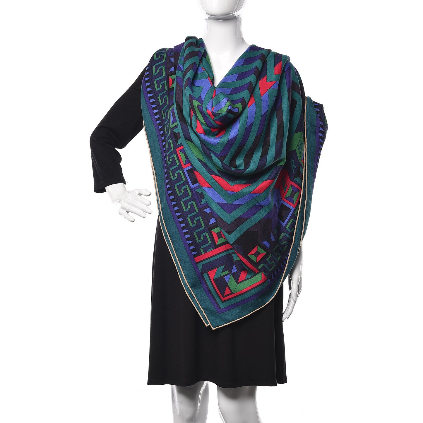 Cashmere Silk Le Fil D'Ariane Shawl 140 Vert Violet Rose Vif