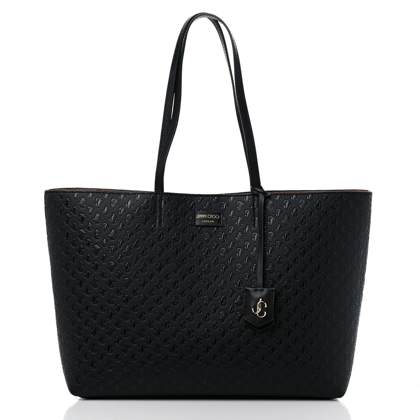 Calfskin Monogram Embossed Nine2Five East West Tote Black