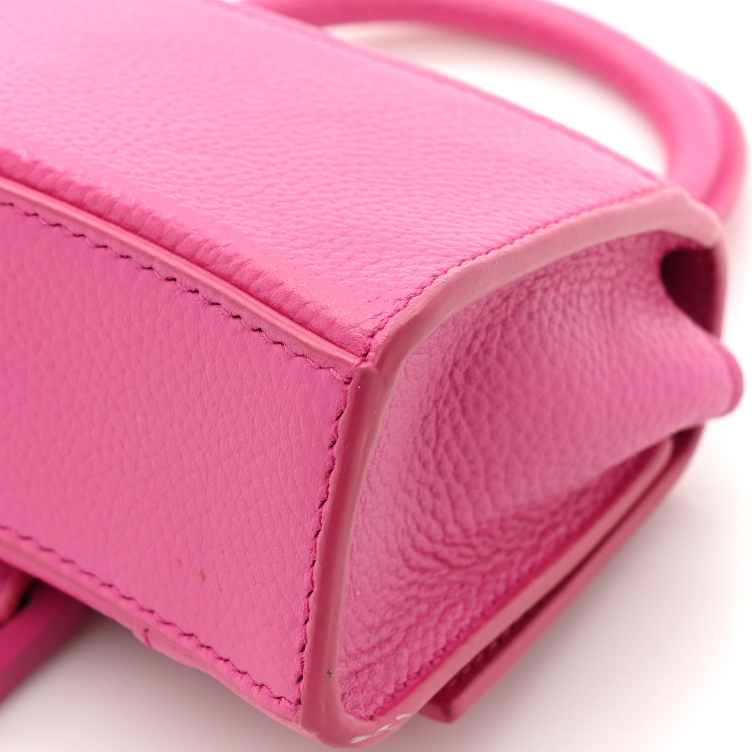 Balenciaga Grained Calfskin Tonal B Hourglass Top Handle Bag Mini Fuchsia 13 of 15