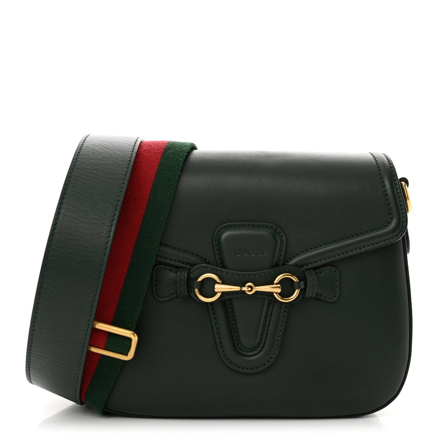 Calfskin Medium Lady Web Shoulder Bag Green
