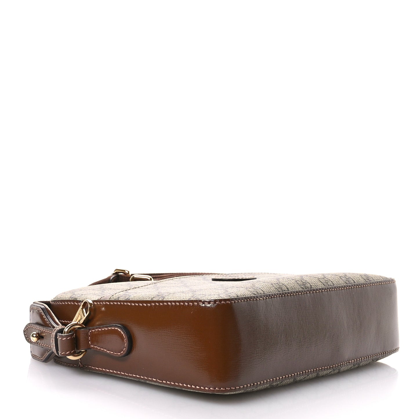 GG Supreme Monogram Azalea Calfskin Retro Interlocking G Messenger Shoulder Bag Beige Ebony Brown Sugar