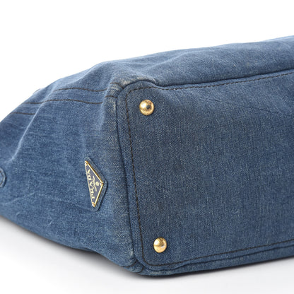 Prada Denim Large Logo Shopping Tote 8 of 9