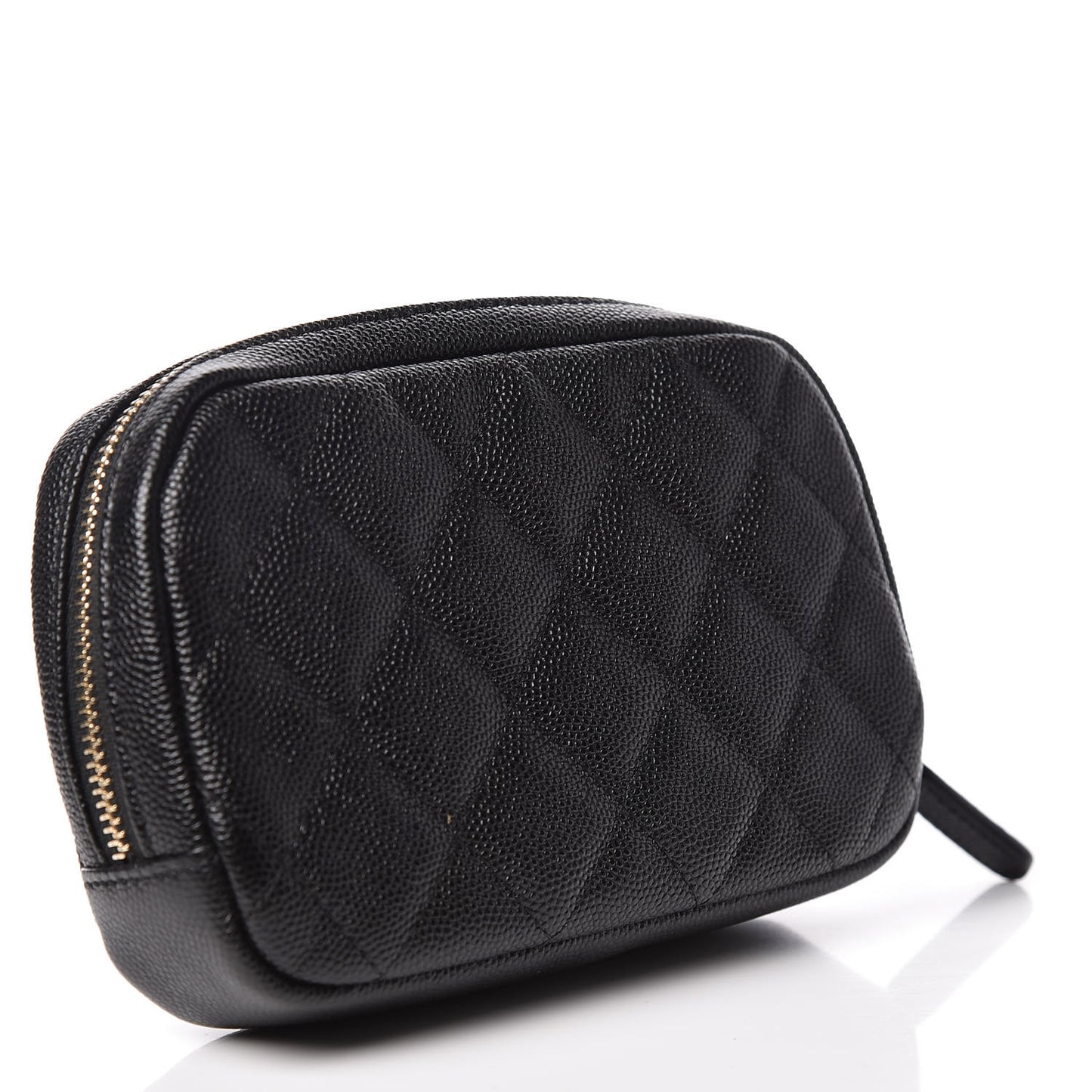 Caviar Quilted Small Curvy Pouch Cosmetic Case Black