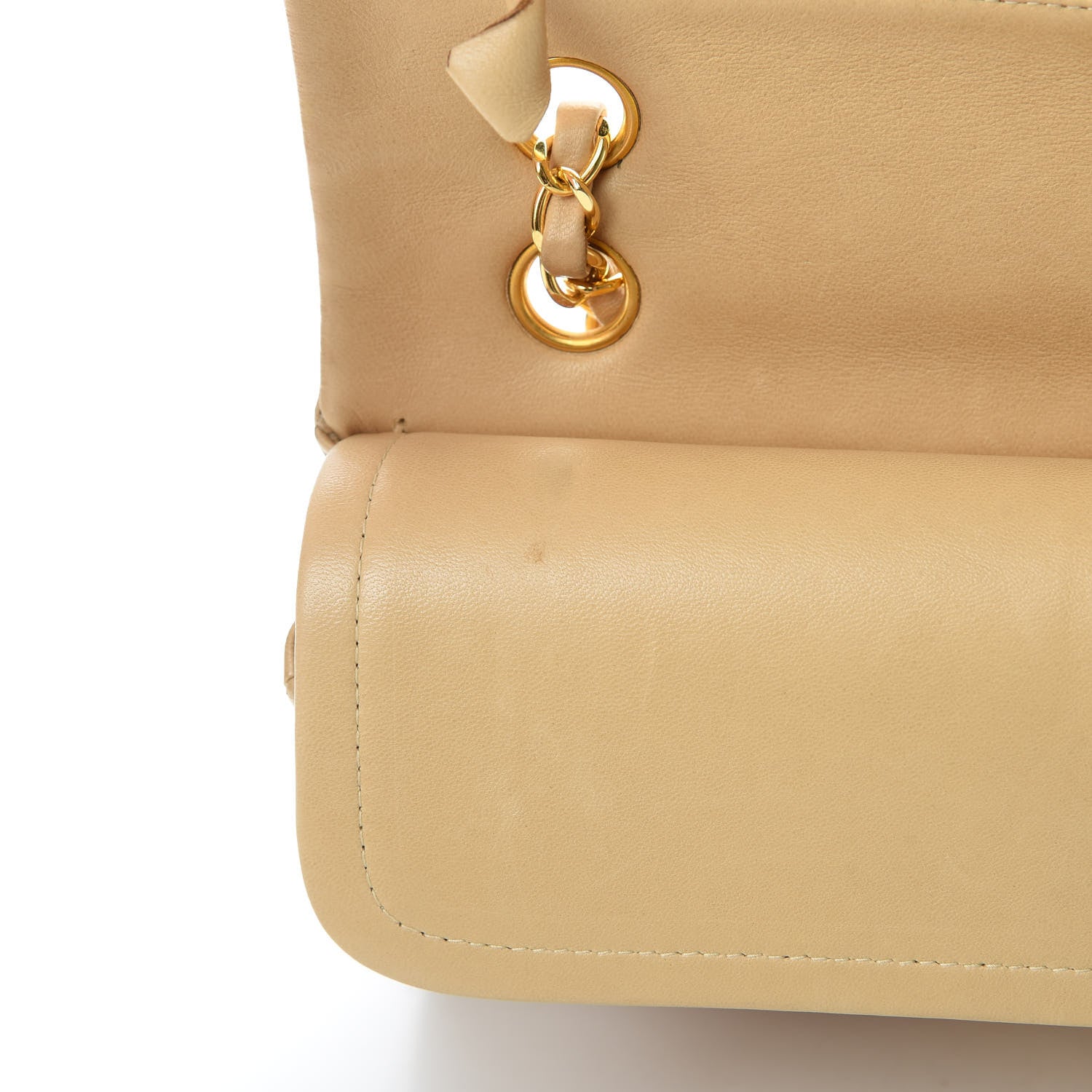 Chanel Lambskin Quilted Medium Double Flap Beige 14 of 17