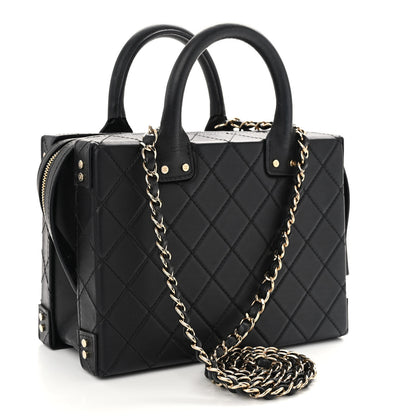 Chanel Calfskin Quilted Studded Square Vanity Case Black 4 of 11