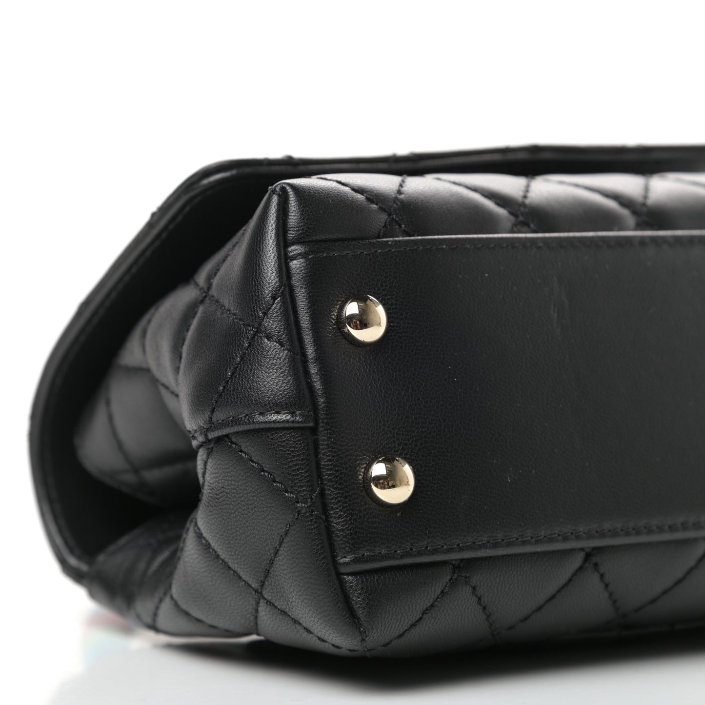 Goatskin Quilted Rainbow Extra Mini Coco Handle Flap Black