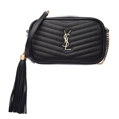 Saint Laurent Grain De Poudre Matelasse Monogram Mini Lou Camera Bag Black 1 of 10