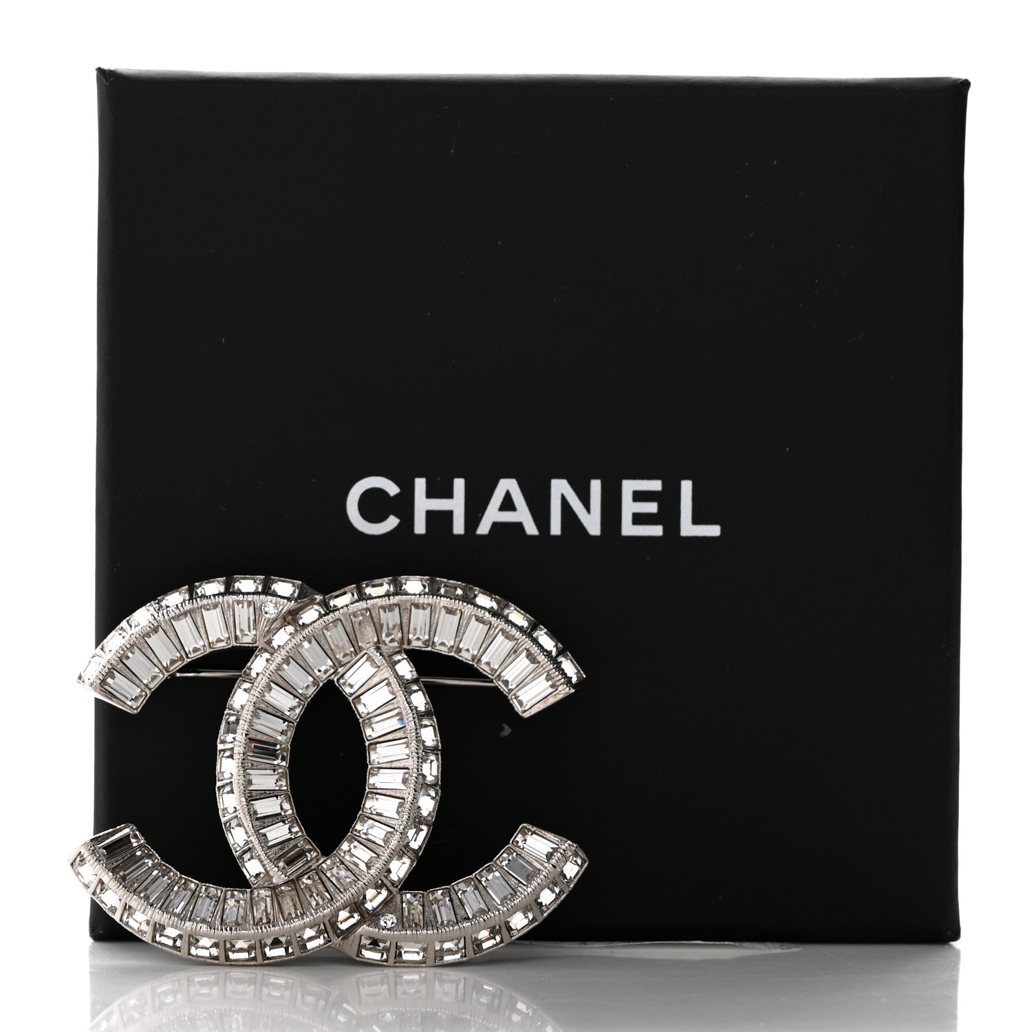 Chanel Baguette Crystal CC Brooch Silver 5 of 5