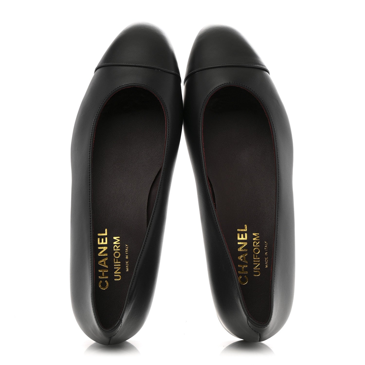 Chanel Lambskin Cap Toe CC Uniform Ballerina Flats 37 Black 2 of 9