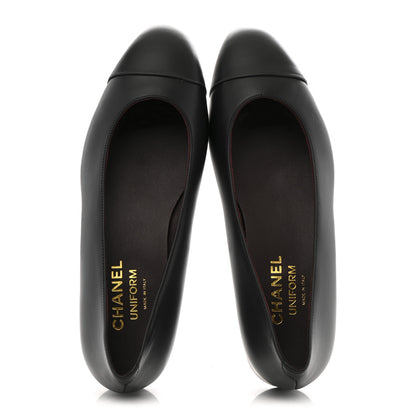 Chanel Lambskin Cap Toe CC Uniform Ballerina Flats 37 Black 2 of 9