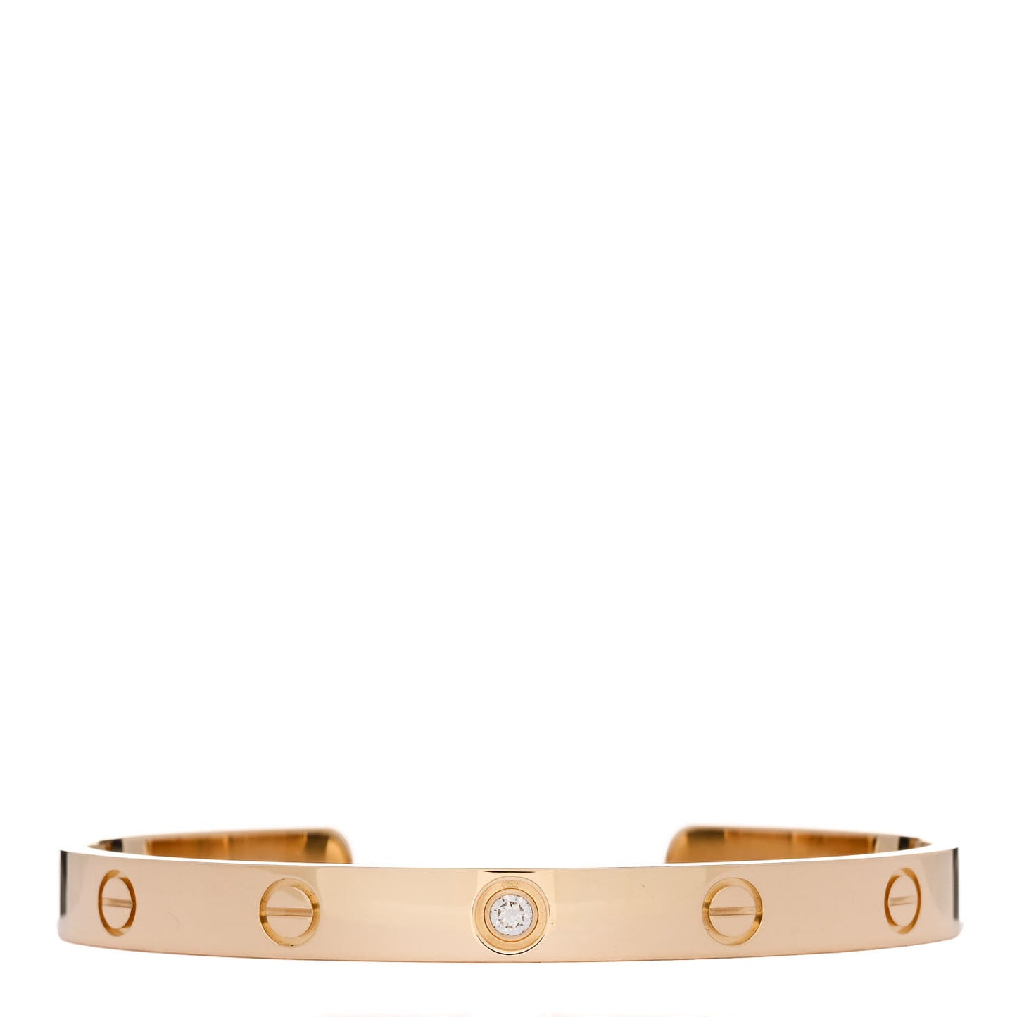 18K Yellow Gold 1 Diamond LOVE Cuff Bracelet 18