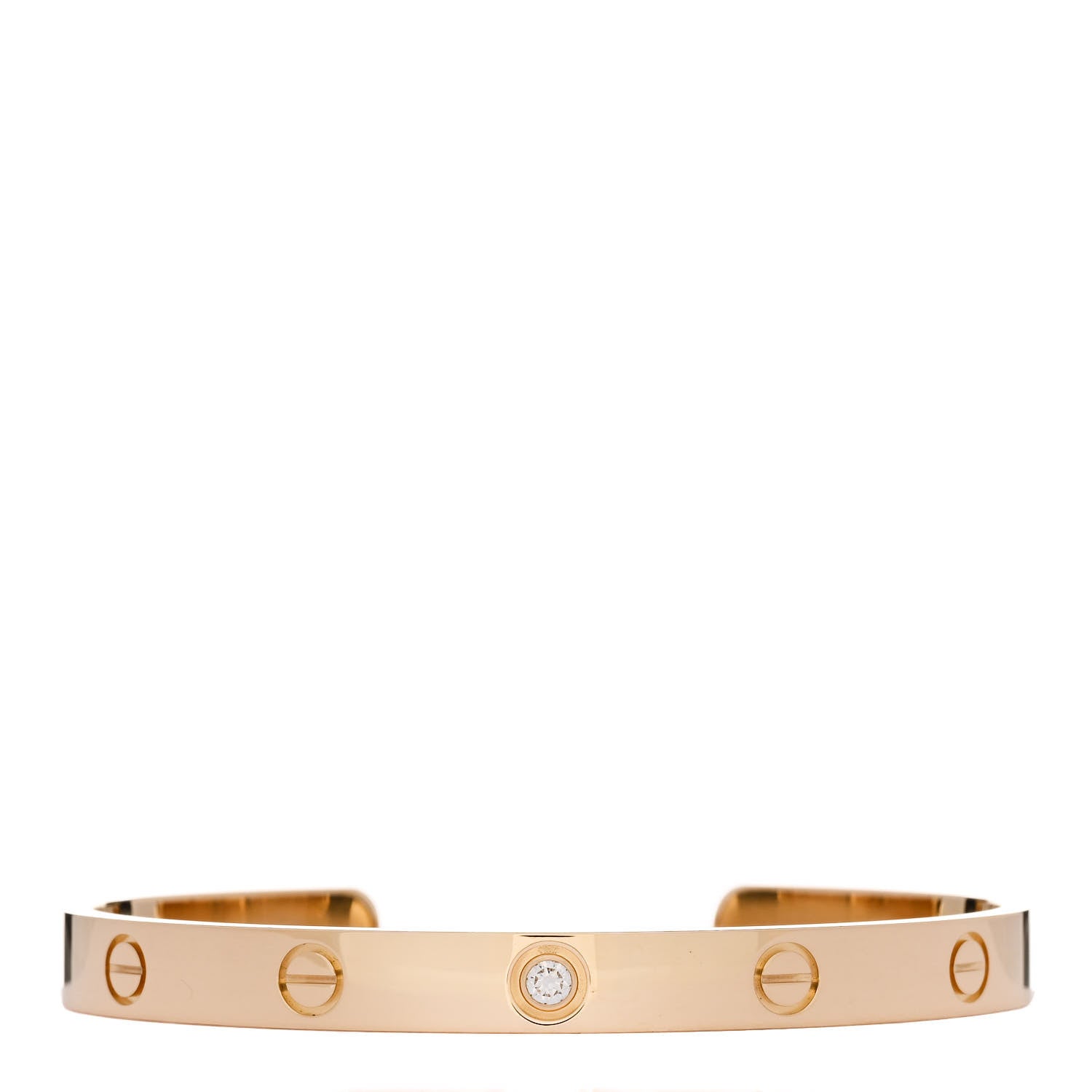 Cartier 18K Yellow Gold 1 Diamond LOVE Cuff Bracelet 18 1 of 4