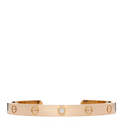 Cartier 18K Yellow Gold 1 Diamond LOVE Cuff Bracelet 18 1 of 4