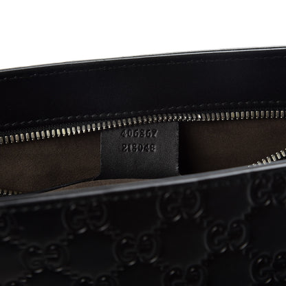 Gucci Guccissima Signature Medium Double Buckle Flap Messenger Bag Black 7 of 26