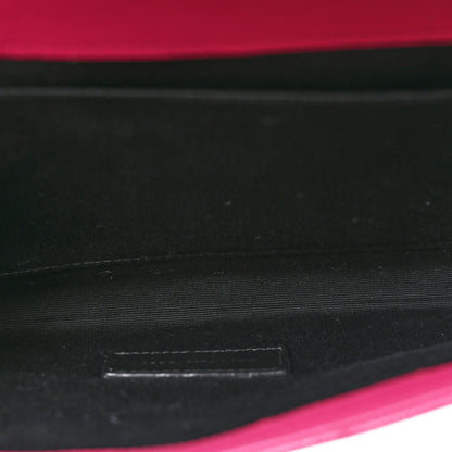 Saint Laurent Grain De Poudre Matelasse Chevron Monogram Envelope Clutch Fuxia Couture 6 of 11