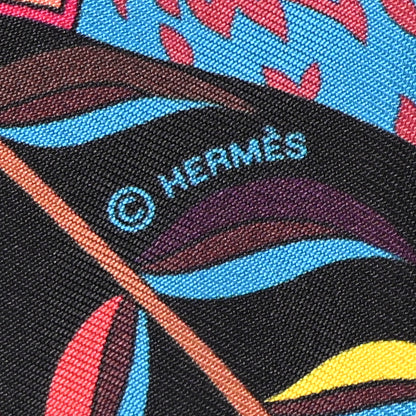 Hermes Silk Fleurs et Papillons de Tissus Twilly Black Rouge Bleu 3 of 6