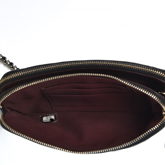 Caviar Quilted Small Clutch With Chain Black