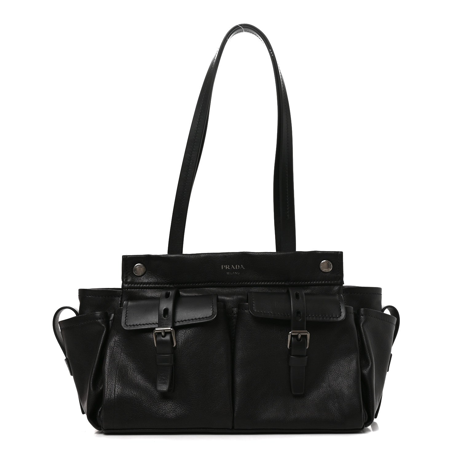 Prada Buffalo Medium Route Tote Bag Black 1 of 9