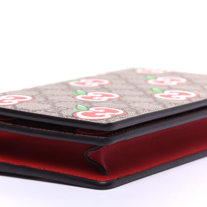 Gucci GG Supreme Monogram Apple Chain Wallet Beige Multicolor Lobster Red 6 of 11