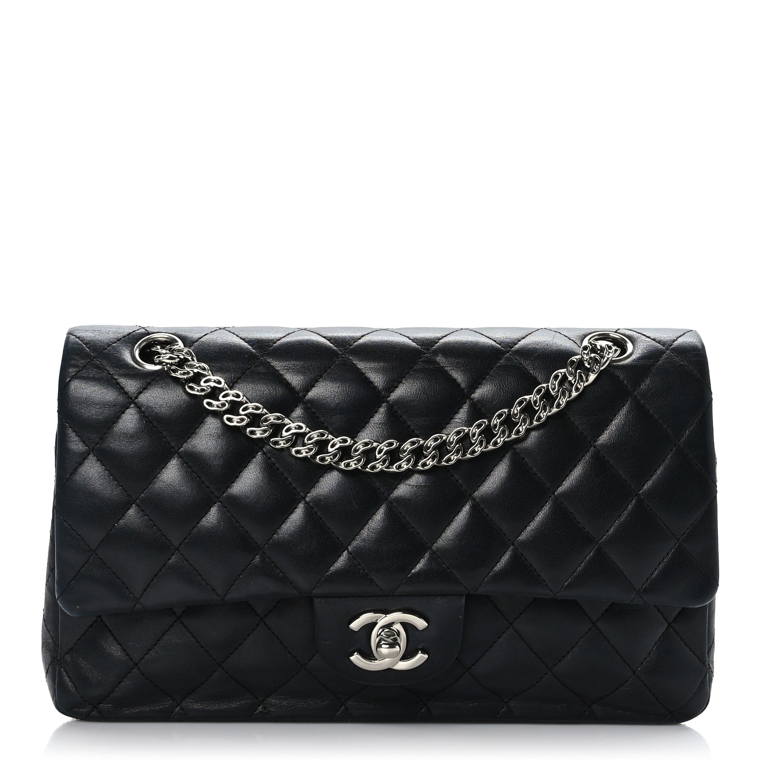 Chanel Lambskin Quilted Medium Double Flap Bijoux Chain Black 1 of 9