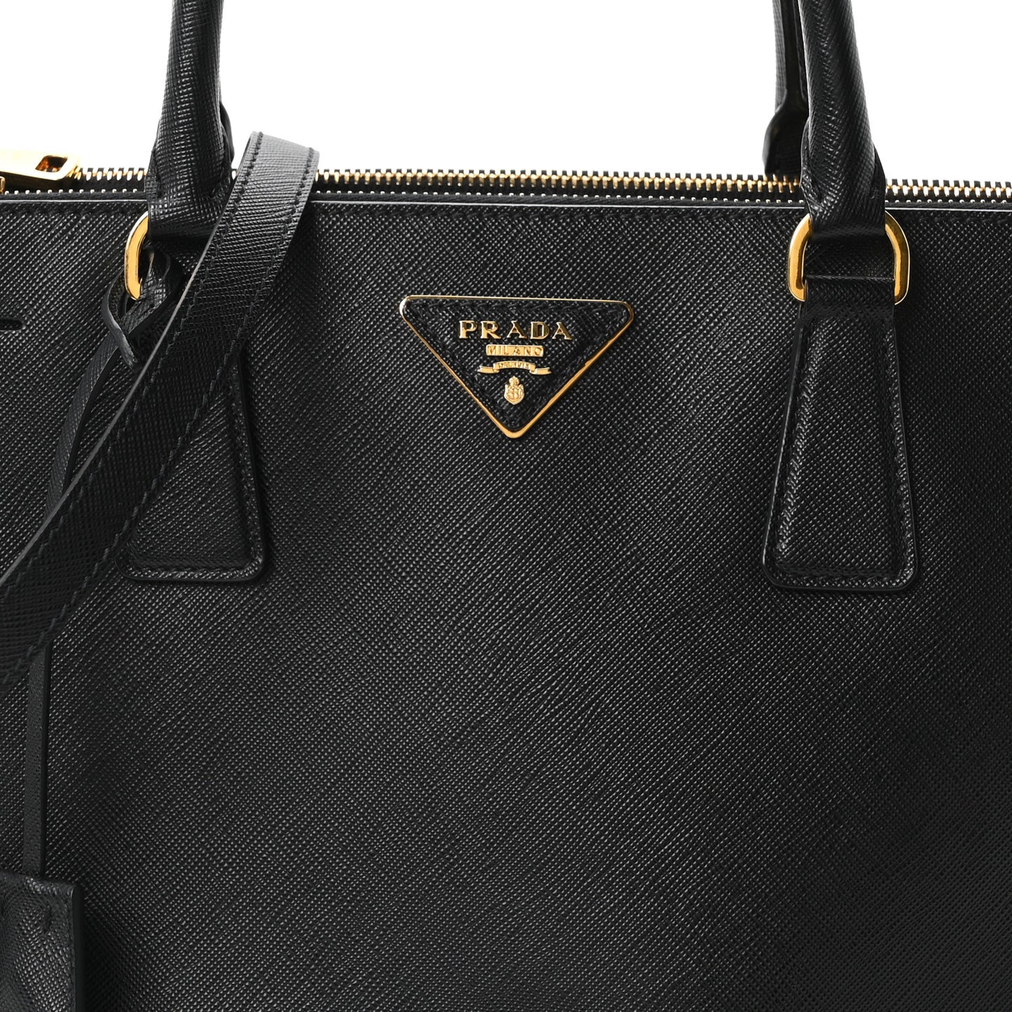 Saffiano Lux Large Galleria Double Zip Tote Black