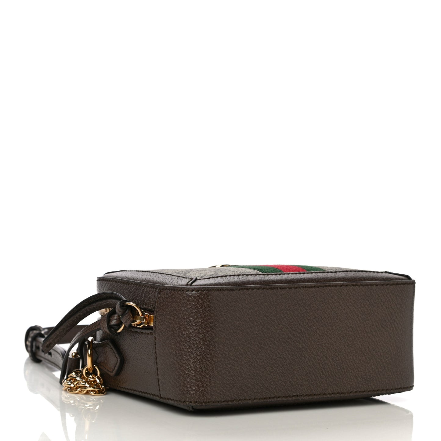 GG Supreme Monogram Mini Ophidia Top Handle Shoulder Bag Brown